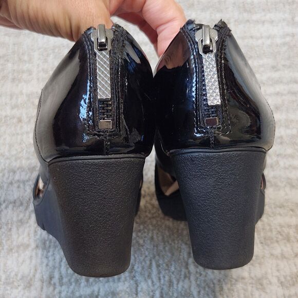 Donald J Pliner womens Marti  black cross strap leather wedge sandals black sz 7 - Picture 7 of 12